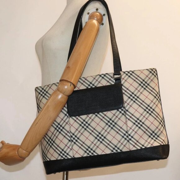 BURBERRY Nova Check Tote Bag Canvas Beige Auth 81323 - Picture 3 of 16
